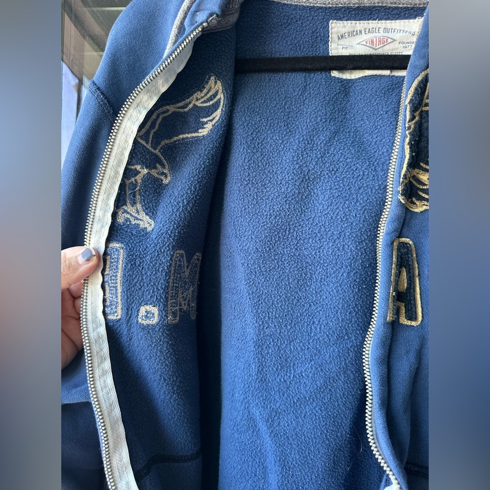 American Eagle Outfitters Zip-Up Fleece Lined Waffle-Knit Hood 2014 - Picture 7 of 11